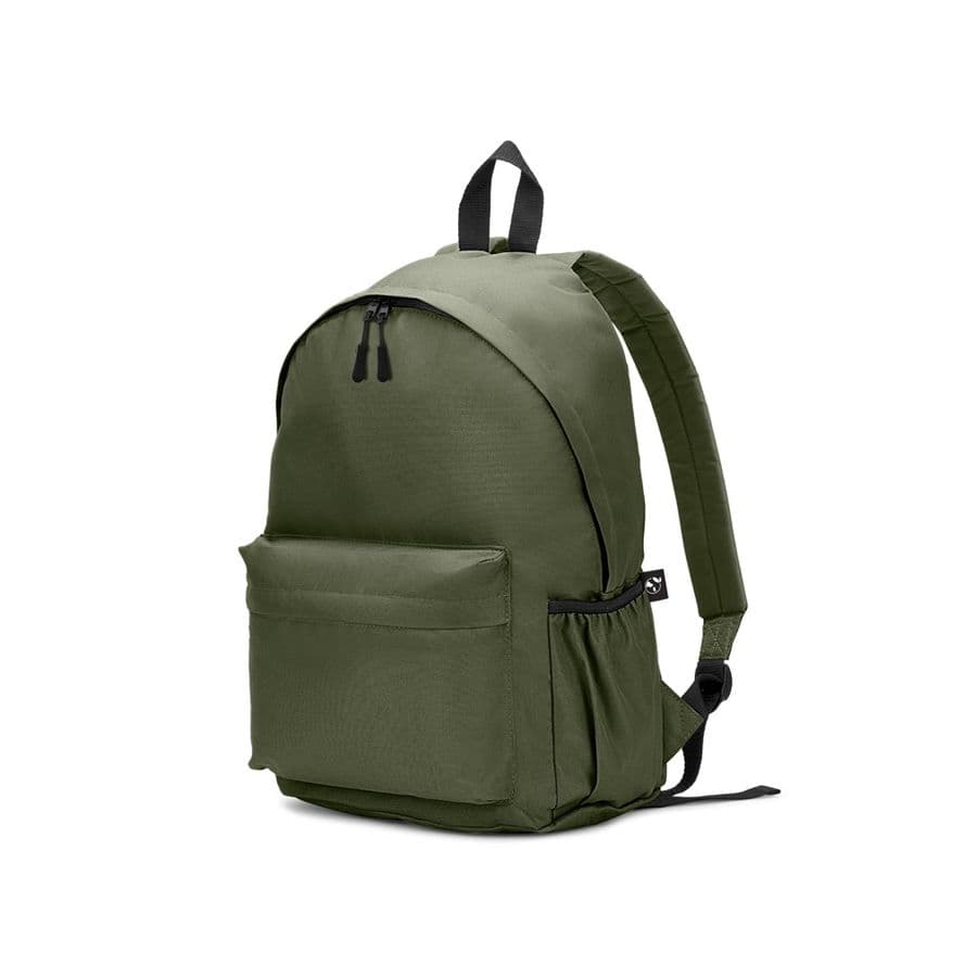 ROSARIO. Klassisk ryggsäck med tidlös design i 600D återvunnen polyester Mörkgrön