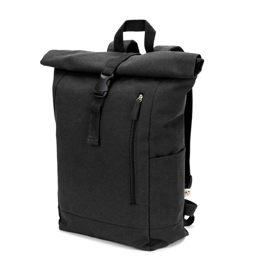 SAINT. Roll-top-ryggsäck i återvunnen bomull och återvunnen polyester (380 g/m²)