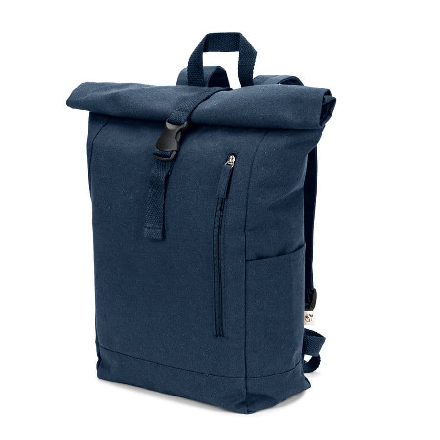 SAINT. Roll-top-ryggsäck i återvunnen bomull och återvunnen polyester (380 g/m²) Blå