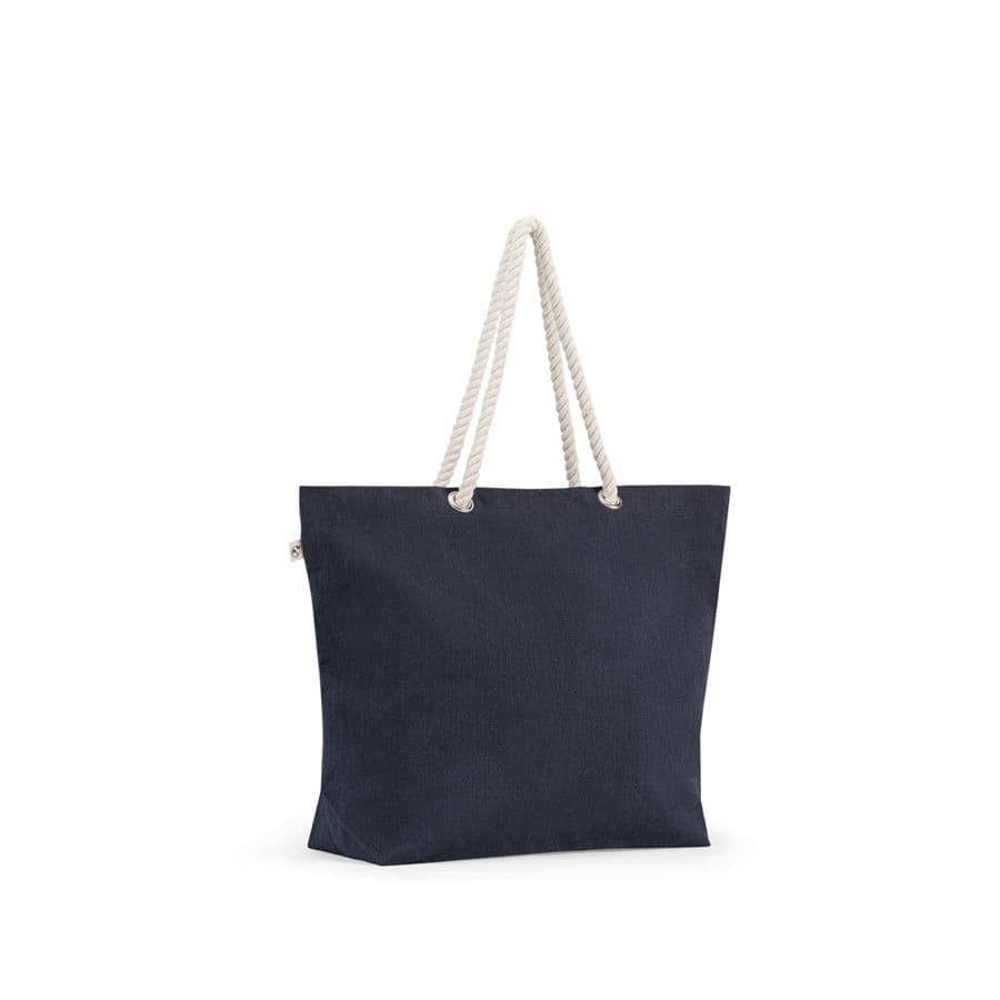 ATHENS. Strandväska i återvunnen bomull (70 %) och återvunnen polyester (30 %) (220 g/m²) Blå
