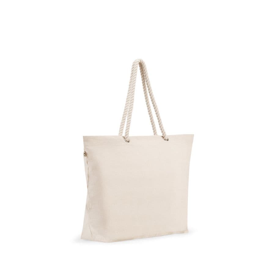 ATHENS. Strandväska i återvunnen bomull (70 %) och återvunnen polyester (30 %) (220 g/m²) Ljus naturfärg