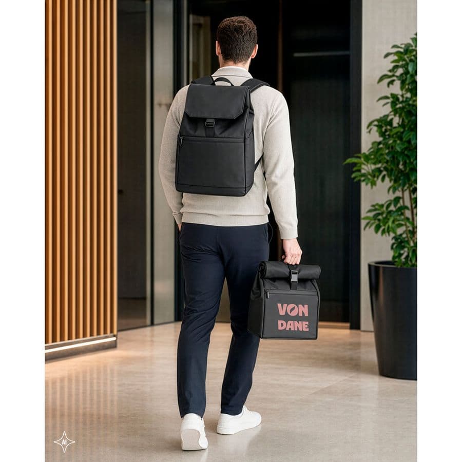 AZORES BAG. Laptopryggsäck (16") i PU, med lock som täcker alla fack