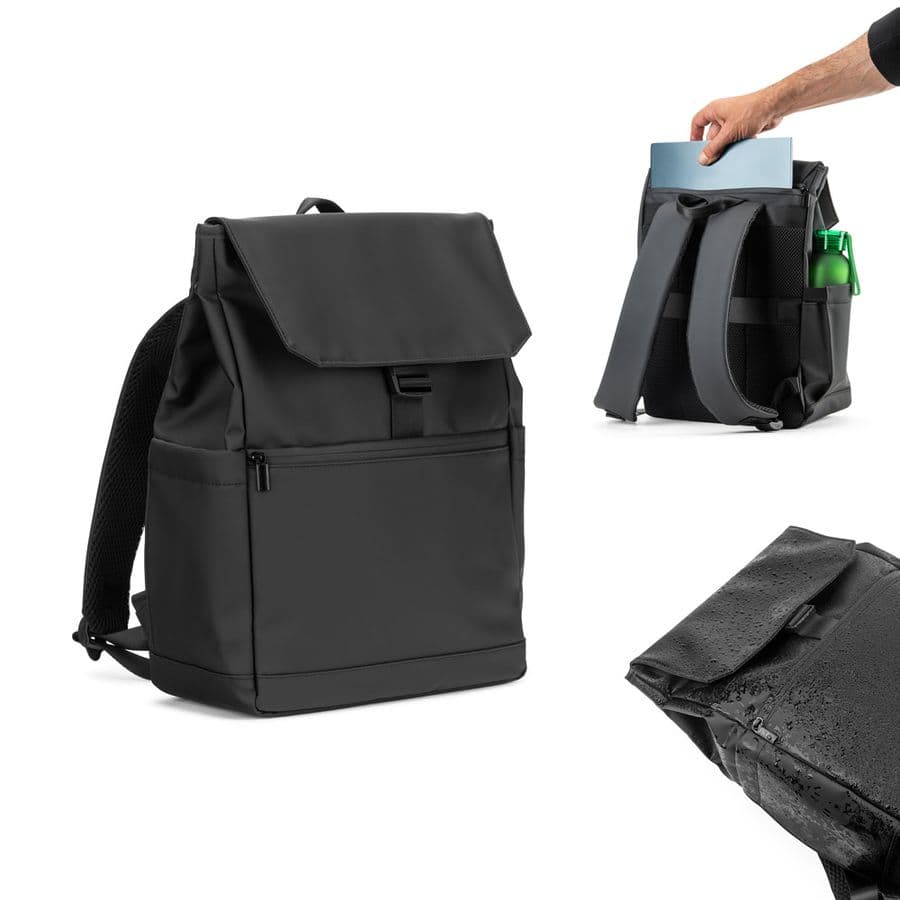 AZORES BAG. Laptopryggsäck (16") i PU, med lock som täcker alla fack