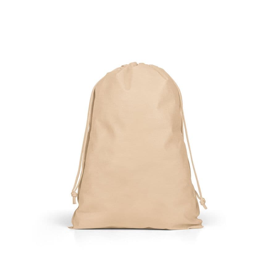 GIFT BAG L. Stor värmeförseglad non-woven-påse (60 g/m²) Ljusbrun