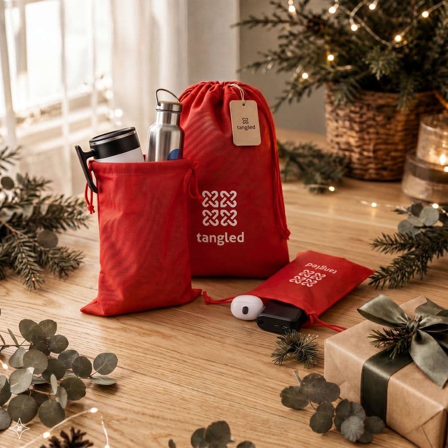 GIFT BAG L. Stor värmeförseglad non-woven-påse (60 g/m²)