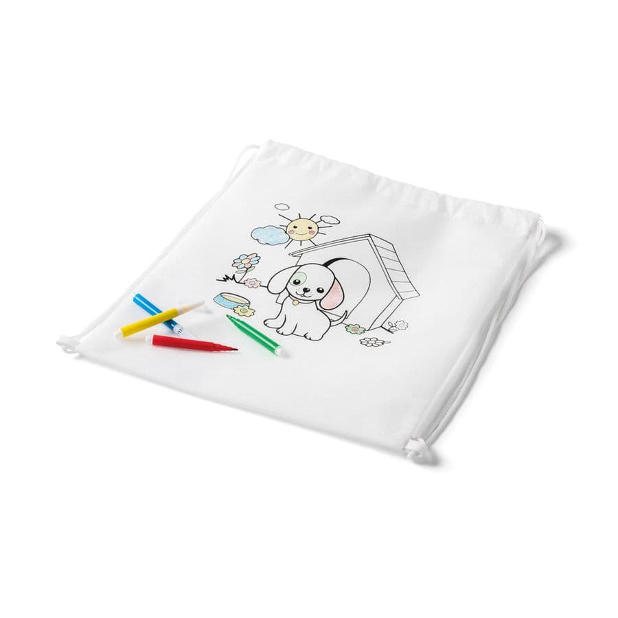 DRAWS. Barnväska med gympapåse för färgläggning (80 g/m²)