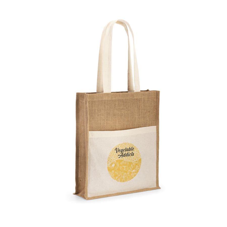 BRAGA. Jutepåse (240 g/m²) och ficka i 100% bomull (140 g/m²)