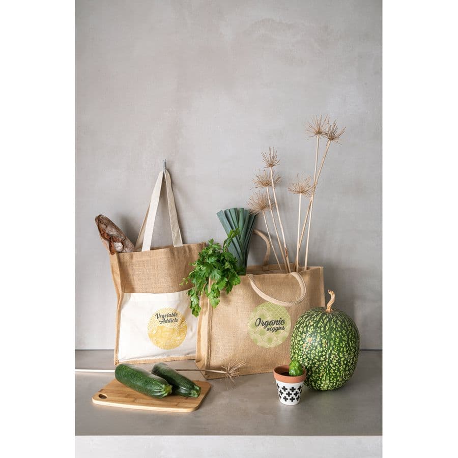 BRAGA. Jutepåse (240 g/m²) och ficka i 100% bomull (140 g/m²)