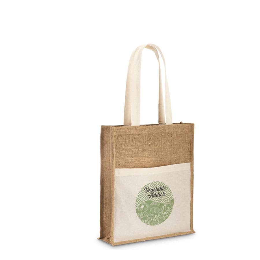 BRAGA. Jutepåse (240 g/m²) och ficka i 100% bomull (140 g/m²)