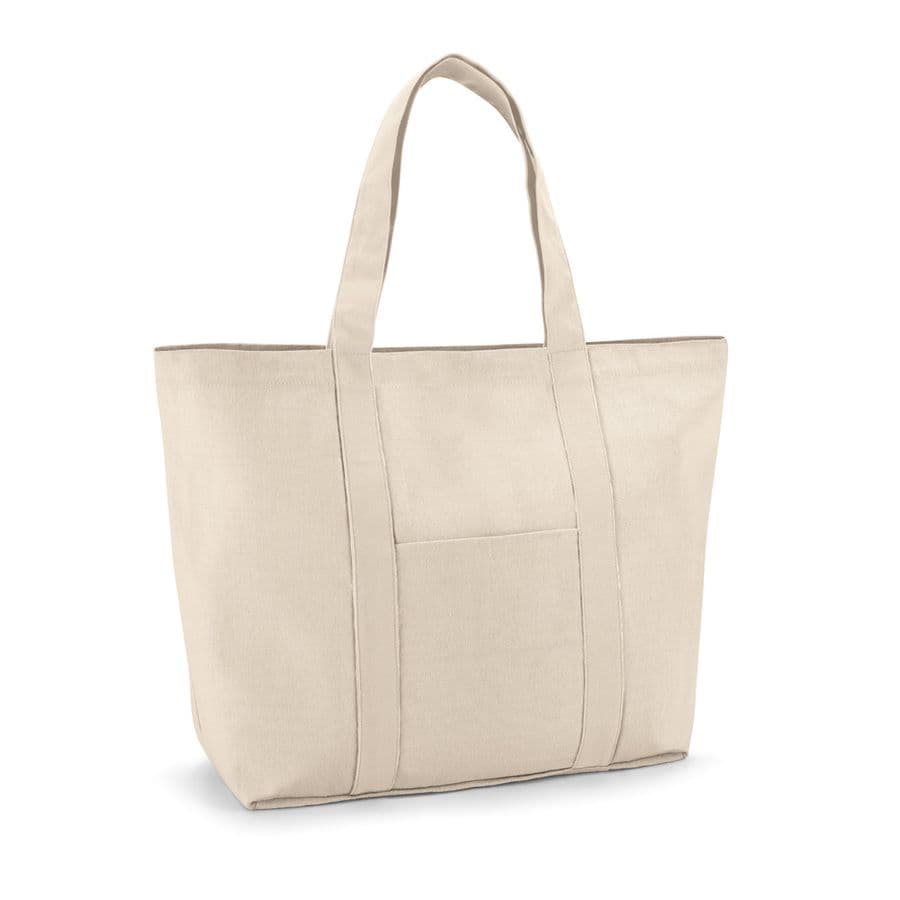 VILLE. Canvaspåsei 100 % bomull med fram- och innerficka (280 g/m²) Ljus naturfärg