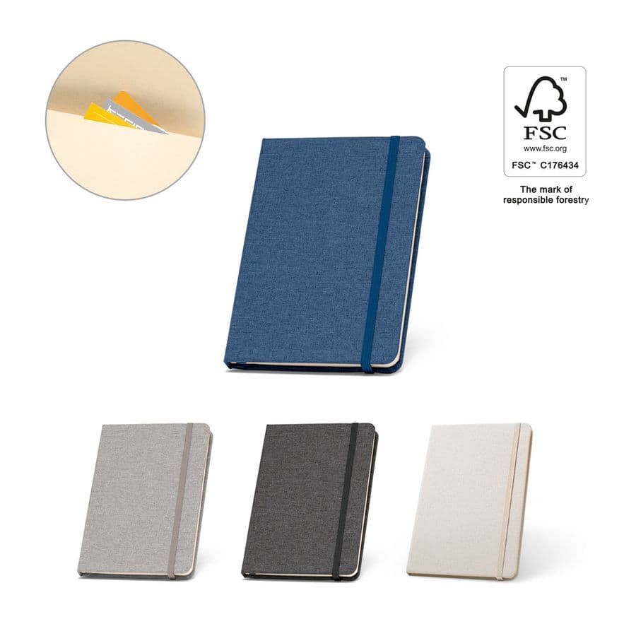 BOYD. A5 anteckningsblock i återvunnen polyester (100% rPET) med linjerade sidor
