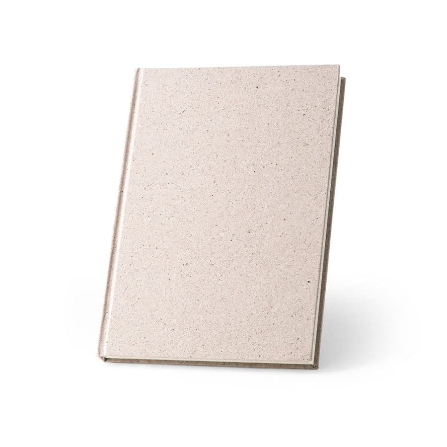 ORGANIC RIGID. A5 anteckningsblock med hårt omslag tillverkat av ekologiskt elefantmaterial (80%) Ljus naturfärg