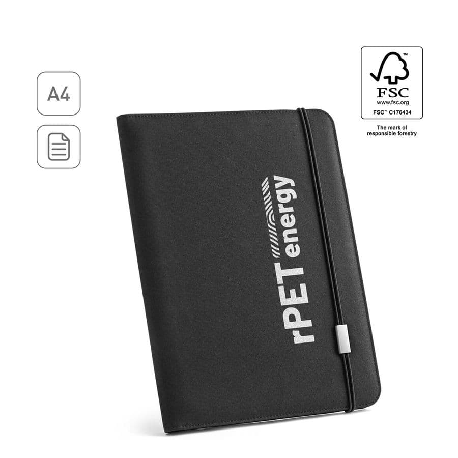 EMERGE FOLDER II. A4-mapp i återvunnen polyester (100% rPET 300D med elastisk stängning