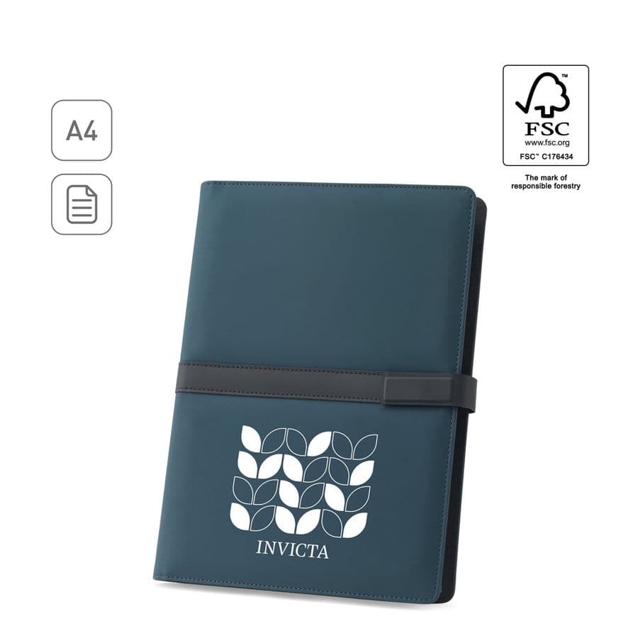 SANDERSON FOLDER. A4-mapp i PU (50 % återvunnet) med magnetisk stängning och anteckningsblock med linjerade sidor