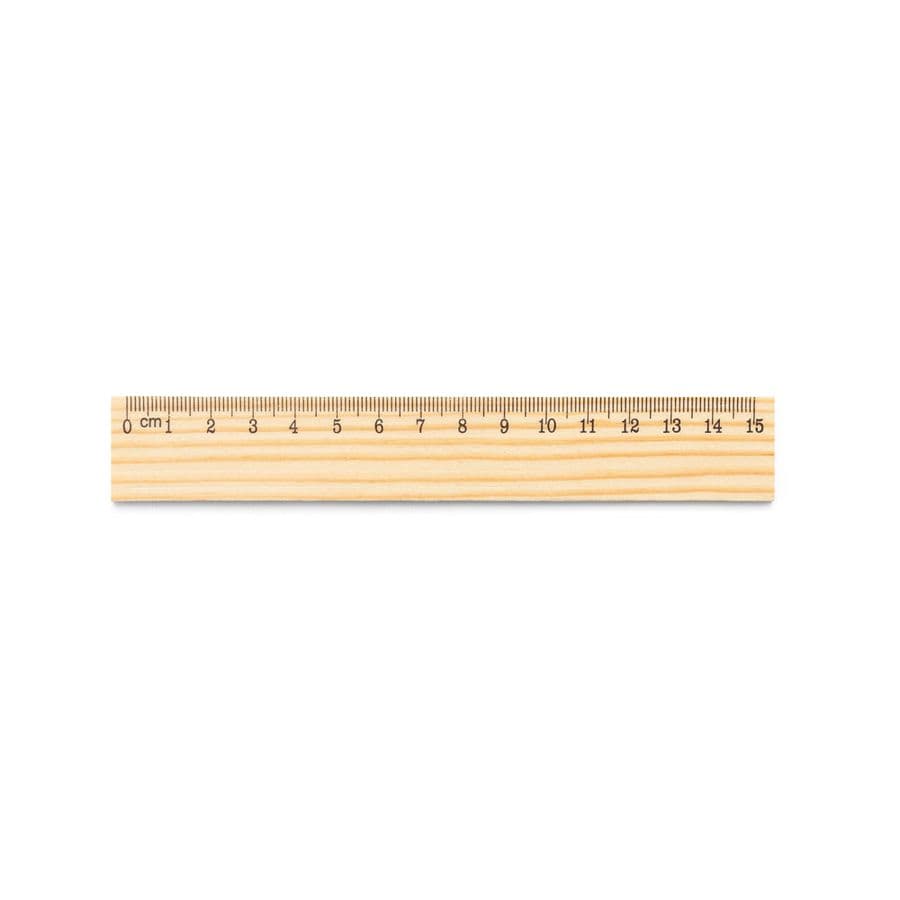 WESLEY 15. Linjal i furu med 15 cm skala
