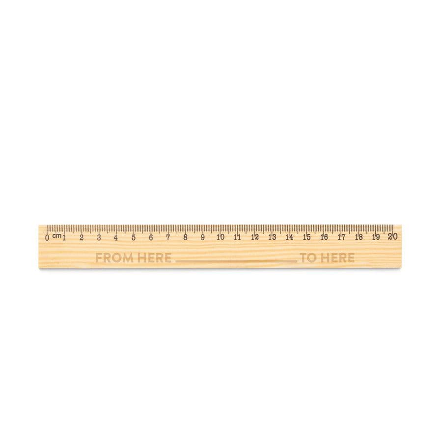 WESLEY 20. Linjal i furu med 20 cm skala