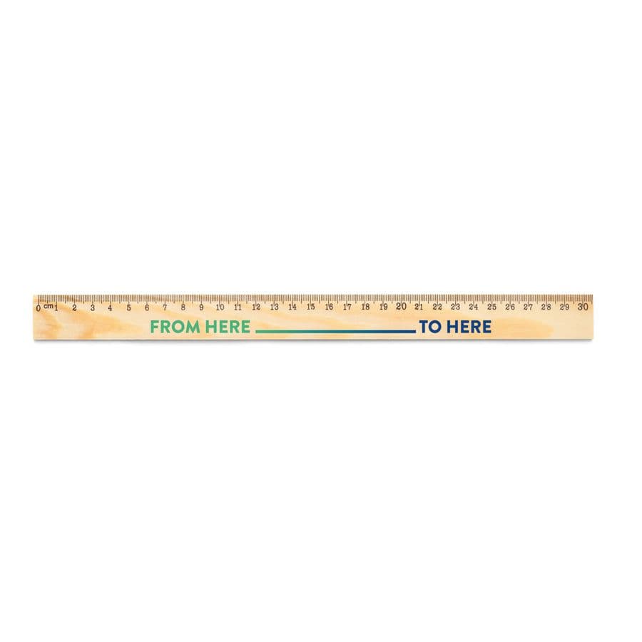 WESLEY 30. Linjal i furu med 30 cm skala