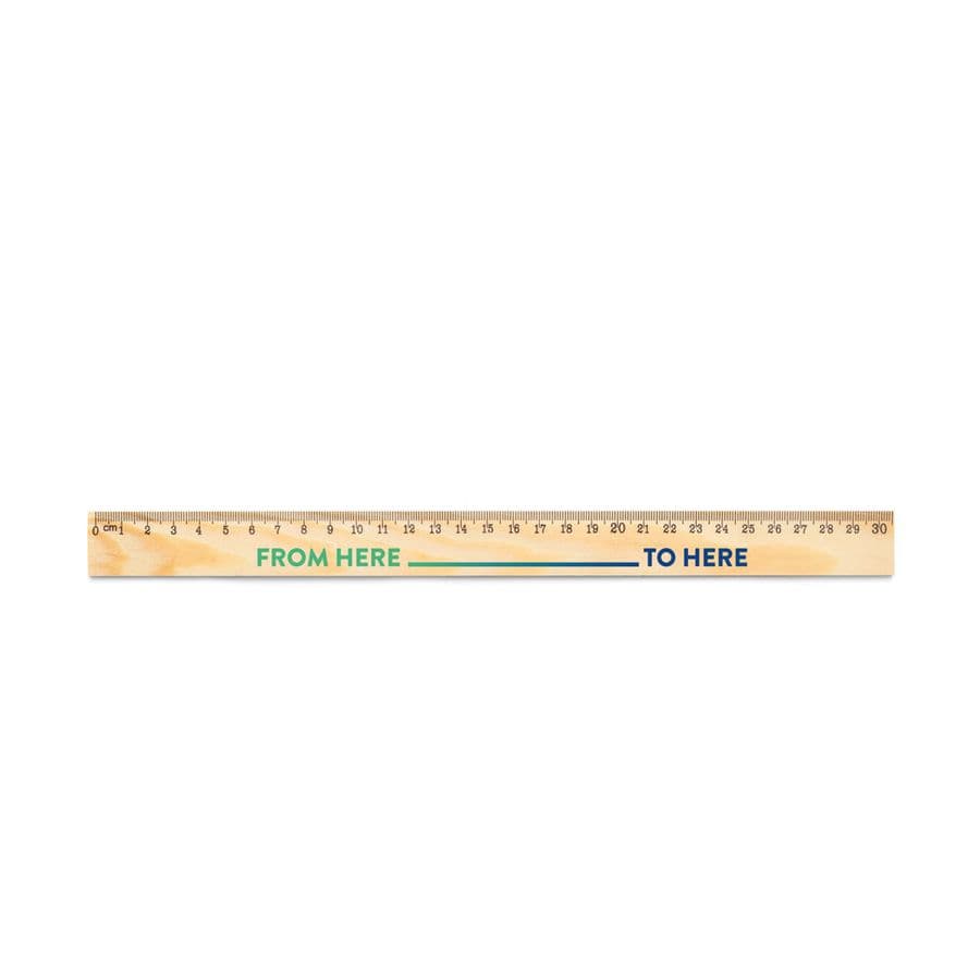 WESLEY 30. Linjal i furu med 30 cm skala
