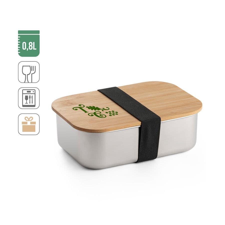 SHINO. Lunchlåda. 800 ml matlåda i rostfritt stål med bambulock