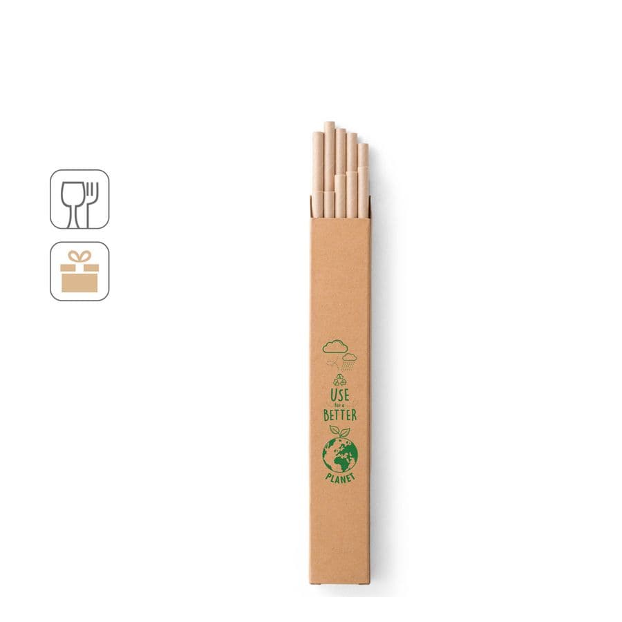 LAMONE. Set av 10 kraft papper sugrör