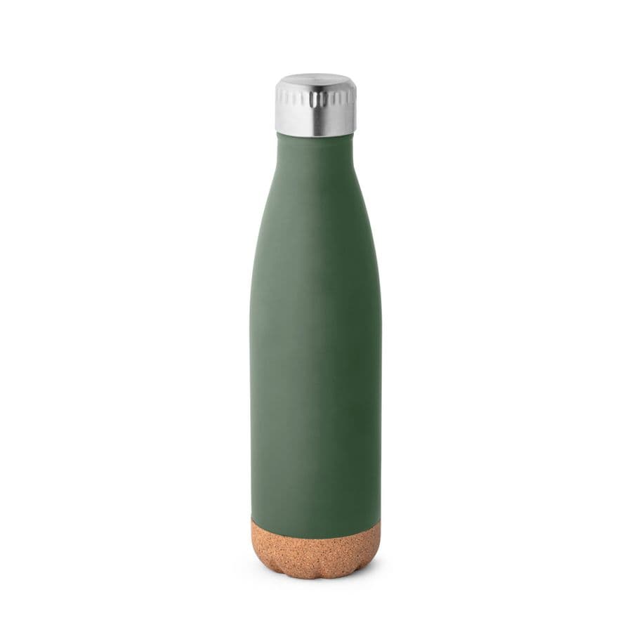 SOLBERG. Rostfri termosflaska och korkbotten 560 mL Militärgrön