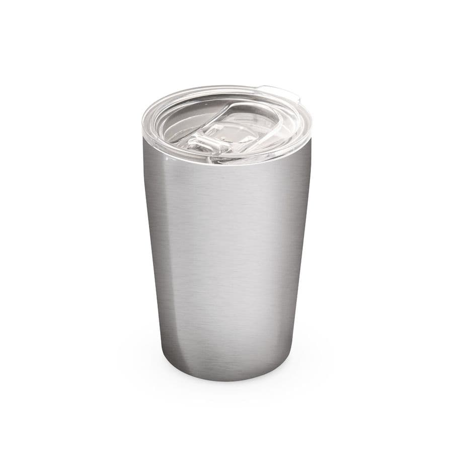 SLIDER. Dubbelväggig rostfri sublimeringsresekopp 380 mL Satinsilver