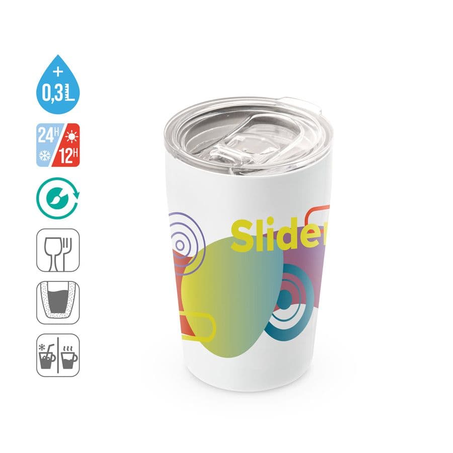 SLIDER. Dubbelväggig rostfri sublimeringsresekopp 380 mL