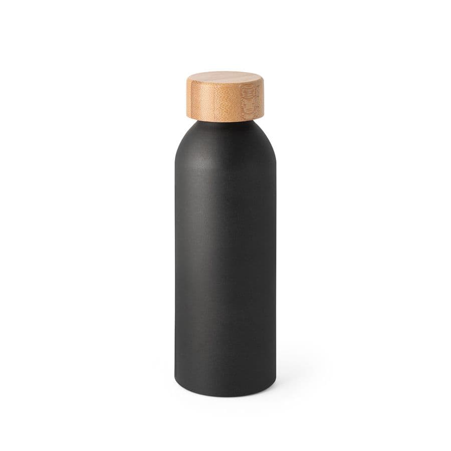 QUETA. Aluminiumflaska med bambulock 550 ml Svart