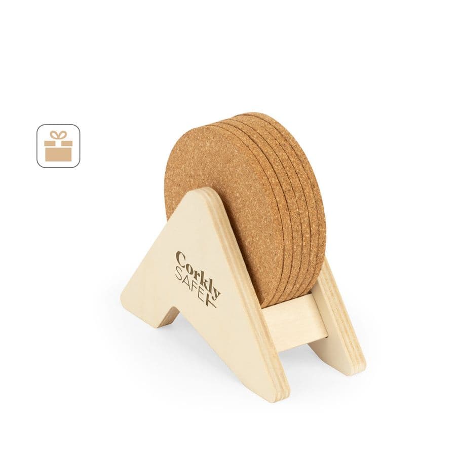 PLYCORK. Stativ i plywood med 6 korkunderlägg