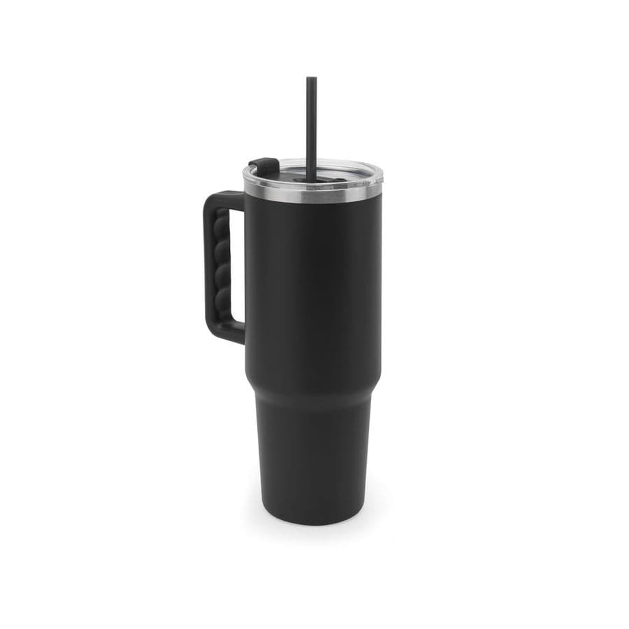 JOYNER XL. Stor termosmugg i rostfritt stål (91 % återvunnen) med vakuumisolerad dubbelvägg och matt yta, 1300 ml Svart