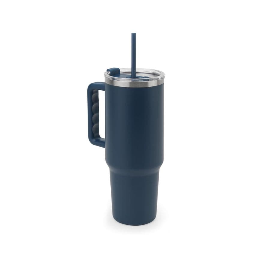 JOYNER XL. Stor termosmugg i rostfritt stål (91 % återvunnen) med vakuumisolerad dubbelvägg och matt yta, 1300 ml Marinblå