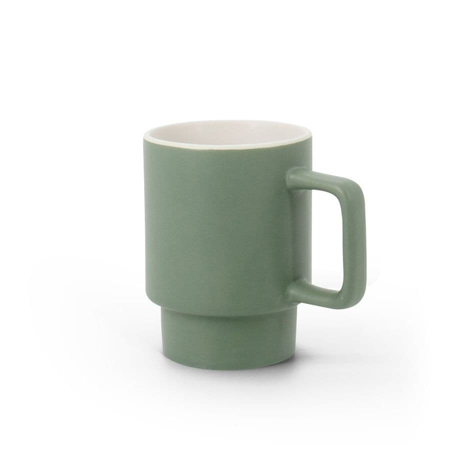 KUERTEN. Keramisk mugg med matt yta, 330 ml Militärgrön