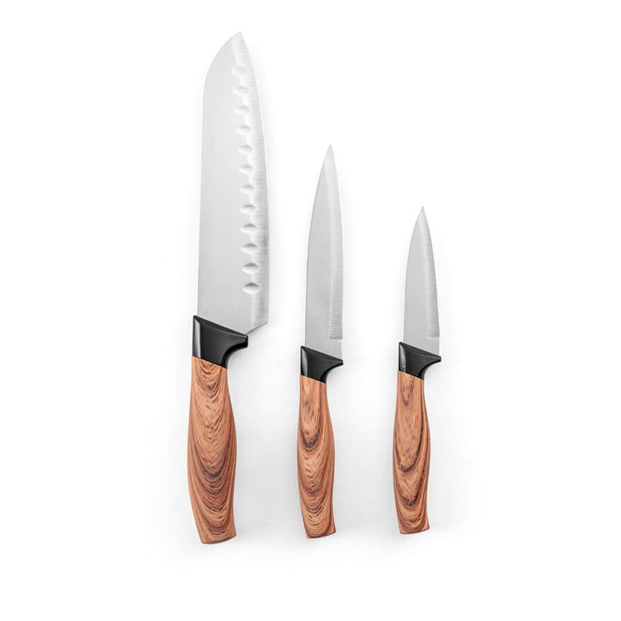 BAHARAT. Set med 3 köksknivar med rostfria blad och ergonomiska handtag