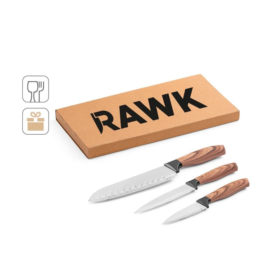 BAHARAT. Set med 3 köksknivar med rostfria blad och ergonomiska handtag