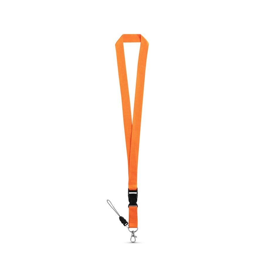 ANQUETIL. Polyester logoband med metall karbinhake Orange