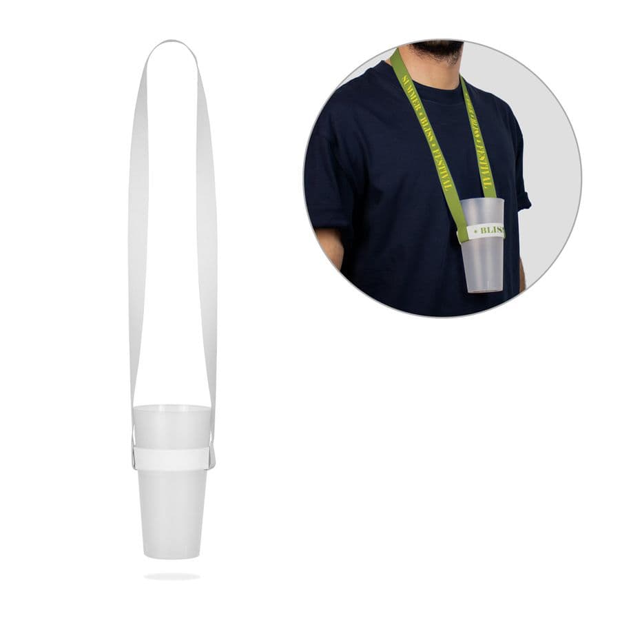 OXFORD. SET Lanyard SUBLIMATION Long II (20 mm) Duo i återvunnen polyester (100 % rPET) med sublimeringselastisk mugghållare