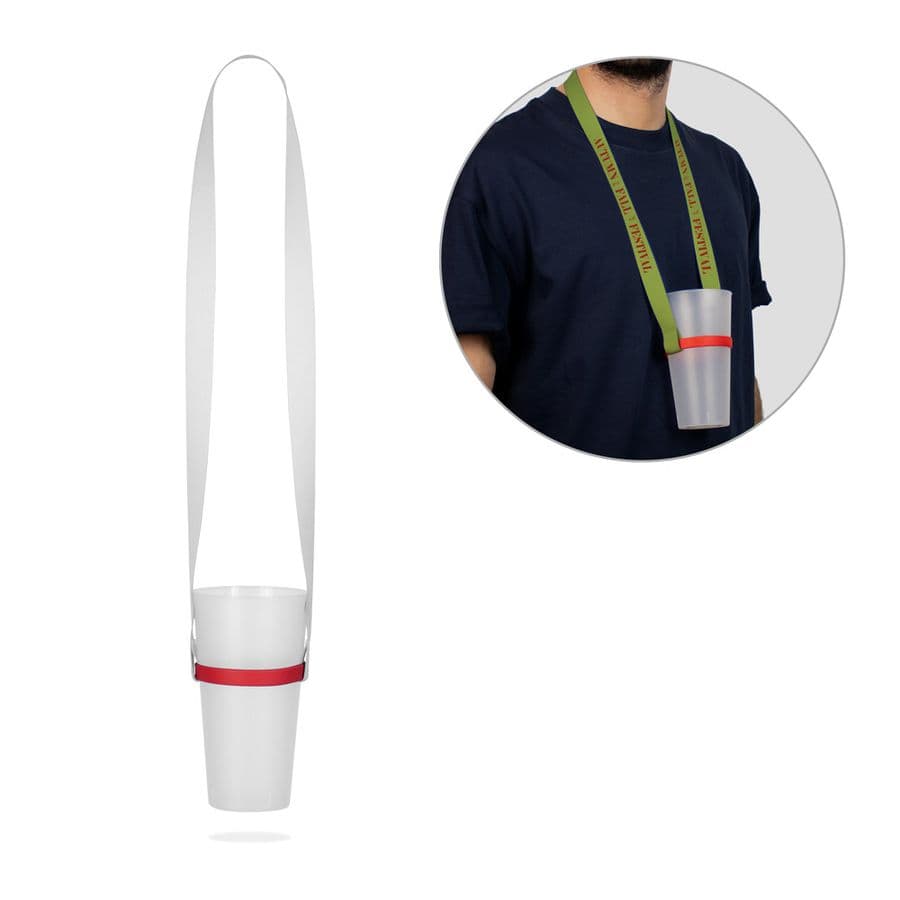 ROTHERHAM. SET Lanyard SUBLIMATION Long II (20 mm) Duo i återvunnen polyester (100 % rPET) med mugghållare i silikon