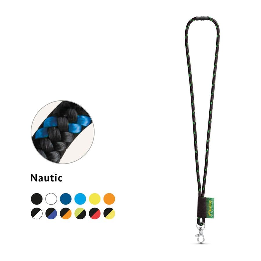MANSFIELD. SET Lanyard NAUTIC Lång (Ø 7 mm) med 9 mm grindkarbinhake och Ø 7 mm säkerhetsspänne