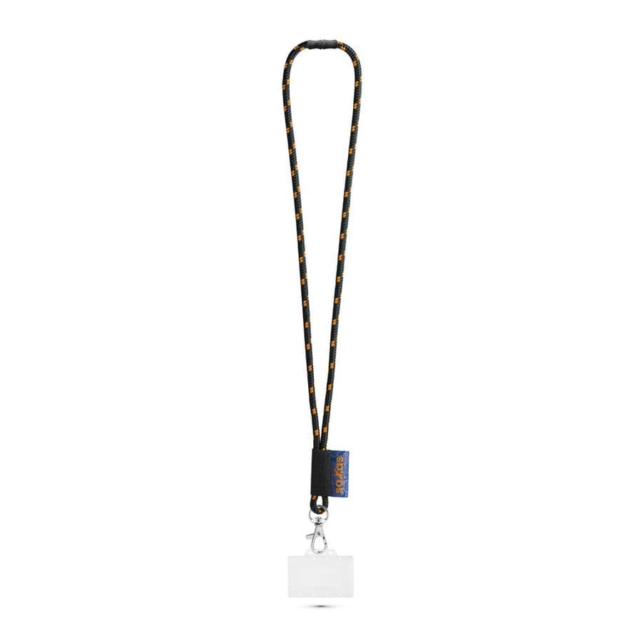 BRIDPORT. SET Lanyard NAUTIC Lång (Ø 7 mm) med 9 mm avtryckarkarbinhake, Ø 7 mm säkerhetsspänne och 91 x 68 mm styv namnskylts-/korthållare