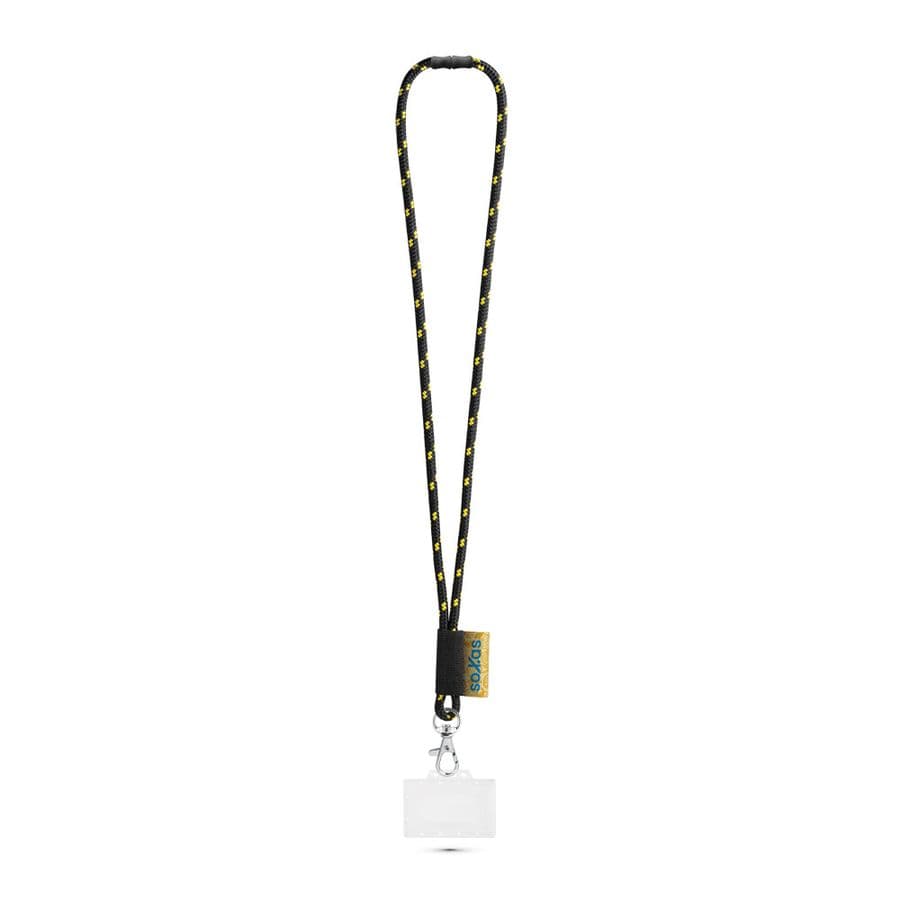 BRIDPORT. SET Lanyard NAUTIC Lång (Ø 7 mm) med 9 mm avtryckarkarbinhake, Ø 7 mm säkerhetsspänne och 91 x 68 mm styv namnskylts-/korthållare