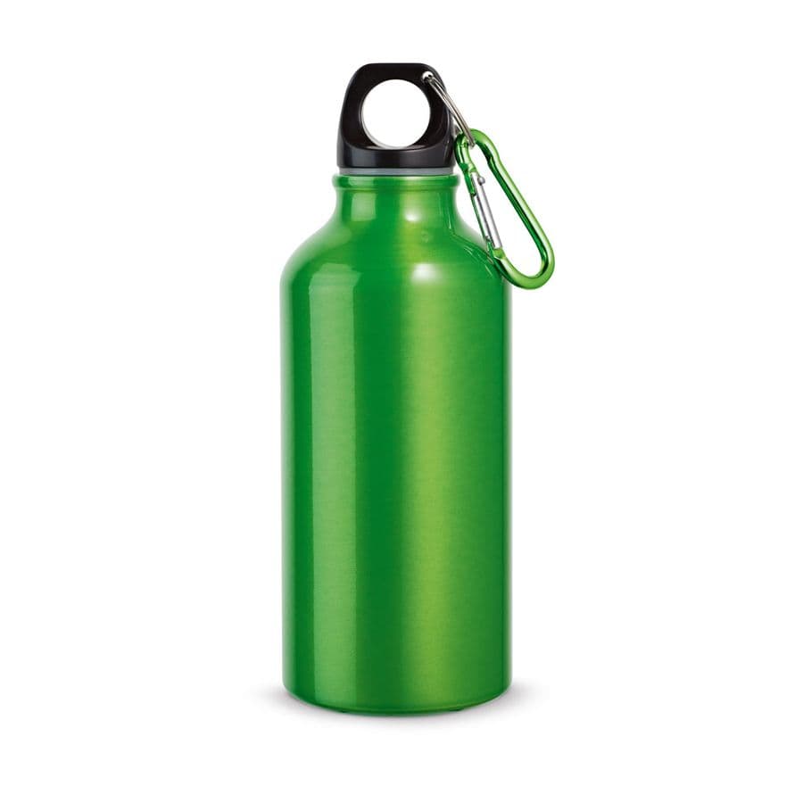 LANDSCAPE S. Sportflaska i aluminium med karbinhake 400 mL Ljusgrön