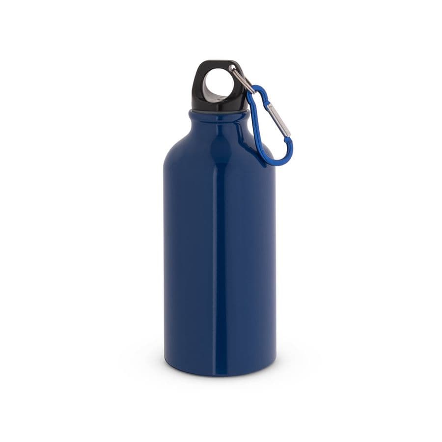 LANDSCAPE S. Sportflaska i aluminium med karbinhake 400 mL Marinblå