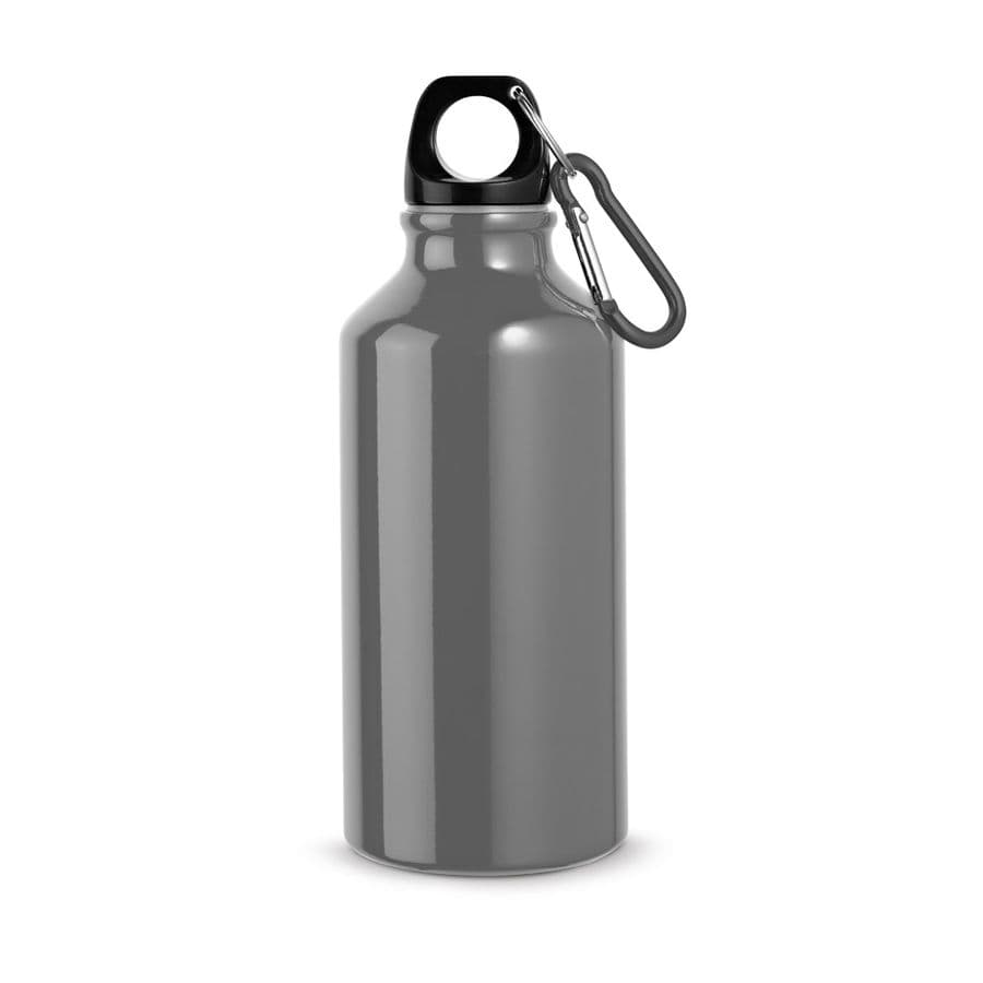 LANDSCAPE S. Sportflaska i aluminium med karbinhake 400 mL Pistolmetall