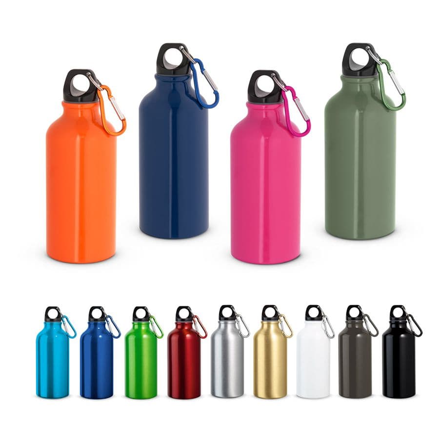 LANDSCAPE S. Sportflaska i aluminium med karbinhake 400 mL