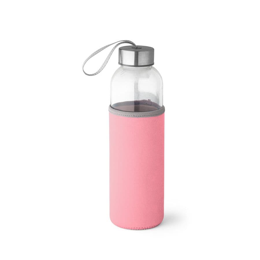 RAISE. Sportflaska av glas och rostfritt stål 520 mL Ljusrosa