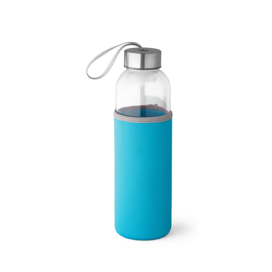 RAISE. Sportflaska av glas och rostfritt stål 520 mL Ljusblå