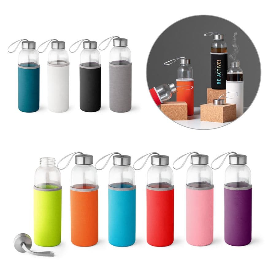 RAISE. Sportflaska av glas och rostfritt stål 520 mL