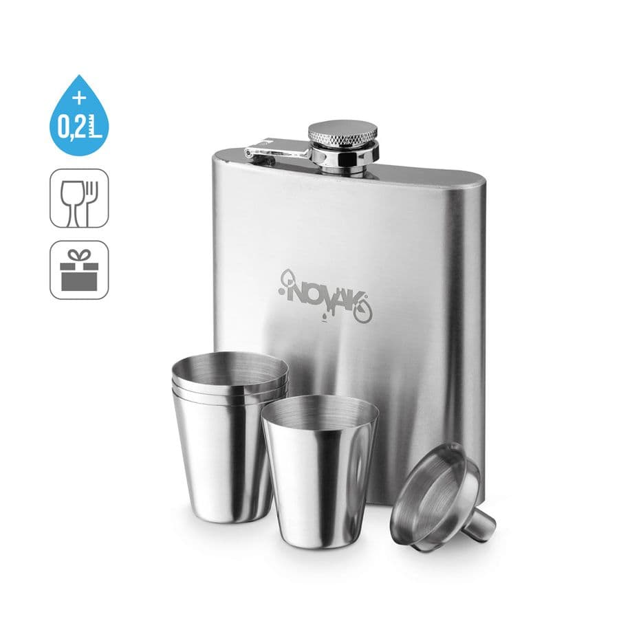 NOVAK. Rostfri stål flaska och glas set 200 ml