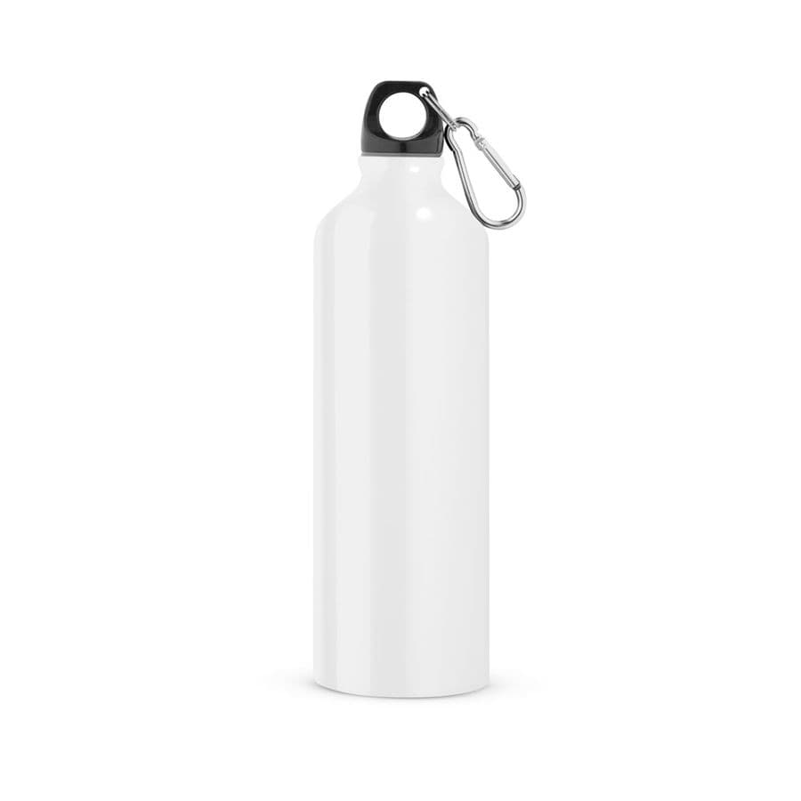 LANDSCAPE L. Sportflaska i aluminium med karbinhake 800 mL Vit