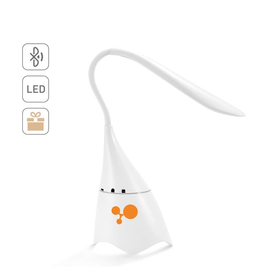 GRAHAME. Bärbar skrivbordslampa med högtalare och 5 timmars batteritid i återvunnen ABS (100 % rABS)